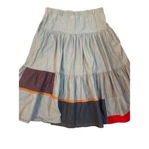 Y2k Justin B Jones Skirt Sz 12 blue Layers Patchwork bohemian hippie Prairie